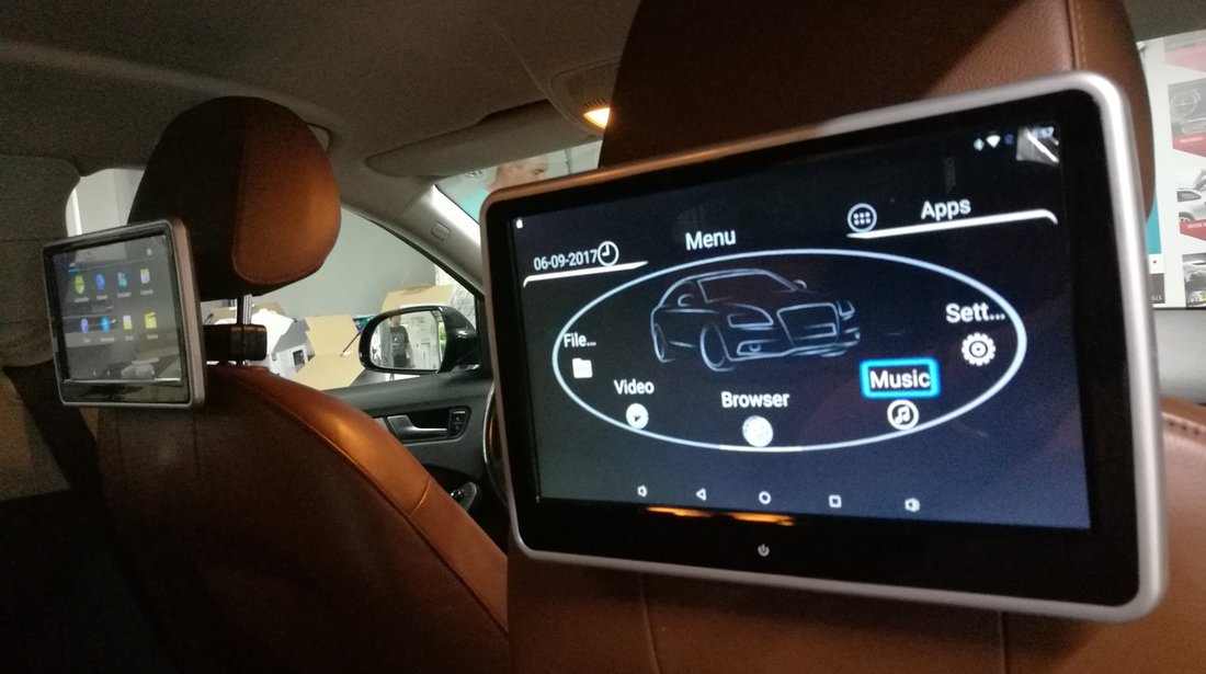 MONITOR TETIERA CU ANDROID Audi A6 10" USB SD 1080P INTERNET WIFI BLUETOOTH TOUCHSCREEN REZOLUTIE