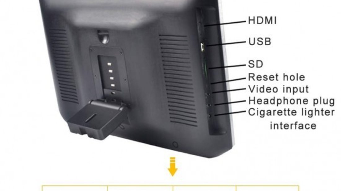 MONITOR TETIERA CU ANDROID AUDI Q3 TRAVELMATE 13.3" USB SD 1080P INTERNET TOUCHSCREEN REZOLUTIE HD