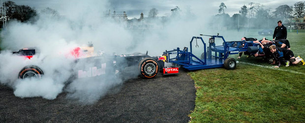 Monopostul celor de la Red Bull iese la... o gramada cu cativa rugbisti