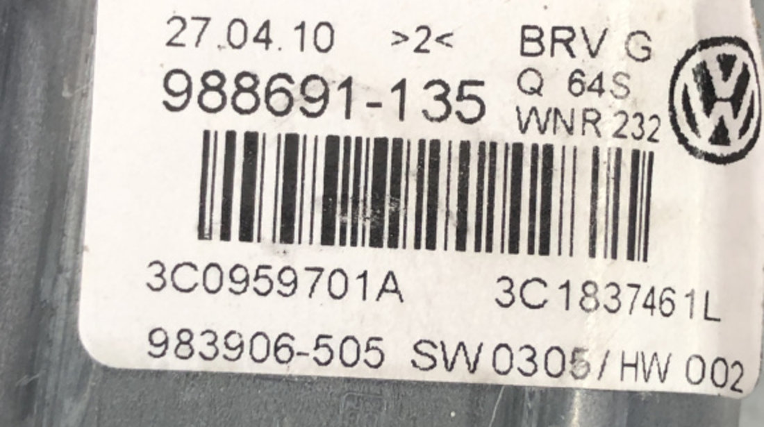 Motoras geam stanga fata Volkswagen Passat B6 2.0 TDI CBAB Manual sedan 2010 (3C0959701A)