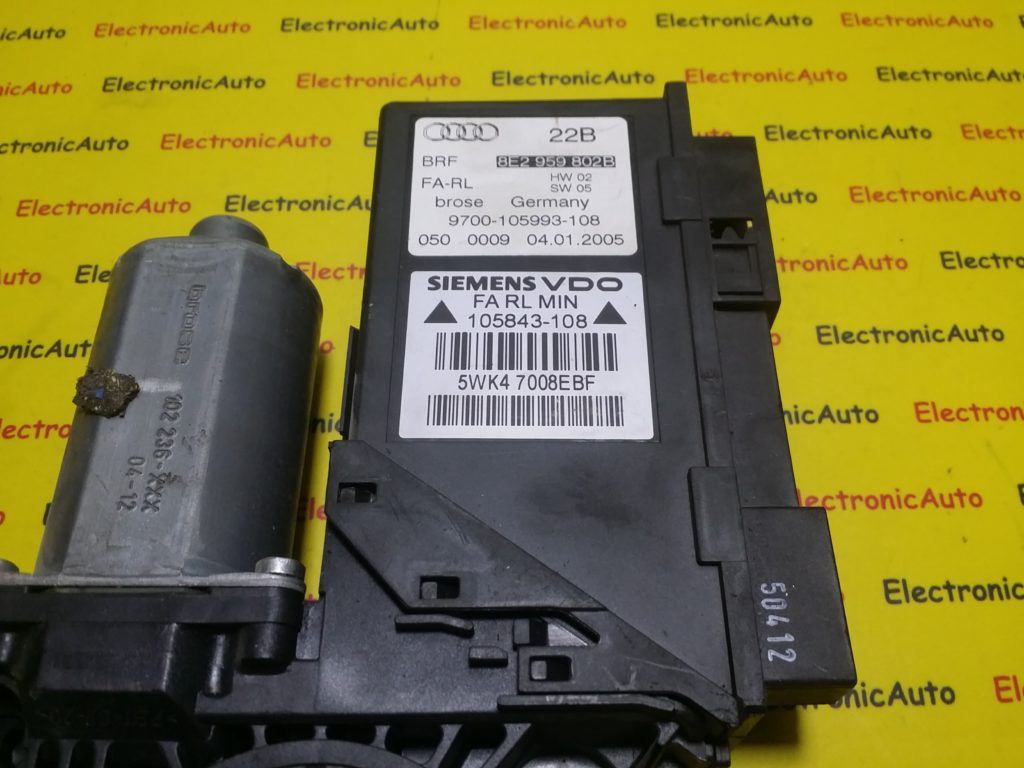 Motoras Macara Audi, 8E2959802B, 5WK47008EBF, 0130821764