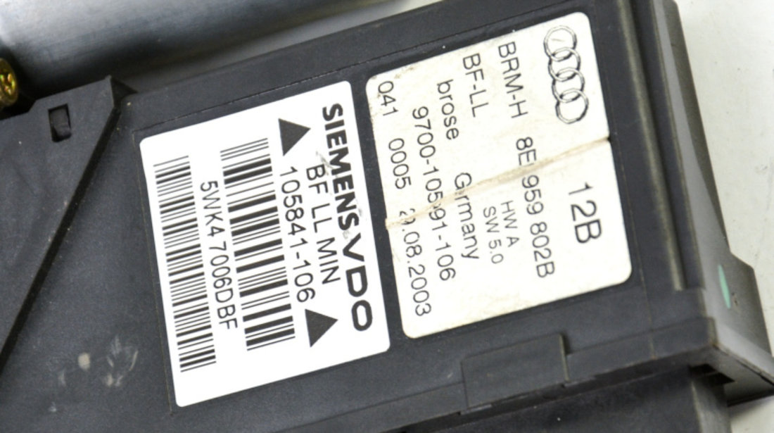 Motoras Macara Fata,dreapta Audi A4 B7 (8E) 2004 - 2008 8E1959802B, 8E1 959 802 B, 8E1 959 802, 8E1959802, 9700-105991-106, 105841-106, 5WK4 7006DBF, 0130821764, 0 130 821 764