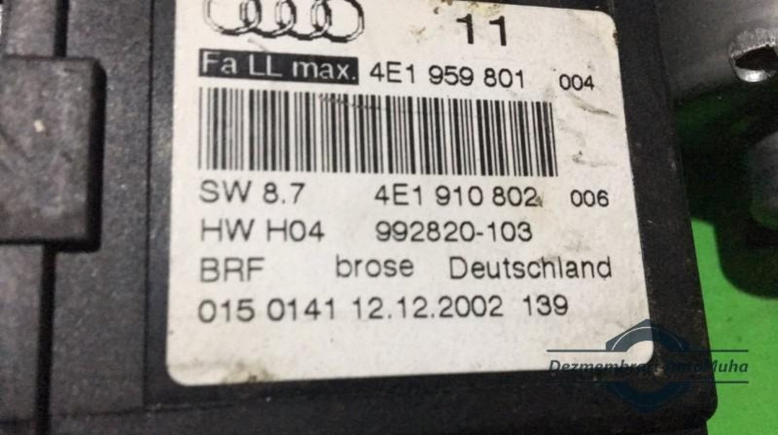 Motoras macara geam dreapta fata Audi A8 (2002-2009) [4E_] 4e1959801