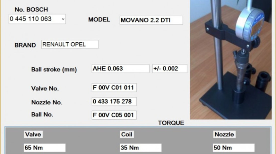 MT-DT3000 Soft cu date pentru reglarea injectoarelor Bosch