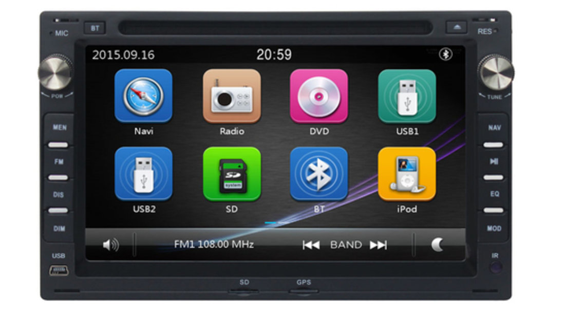 NAVIGATIE 2DIN DEDICATA PEUGEOT 307 DVD PLAYER AUTO GPS CARKIT USB SD