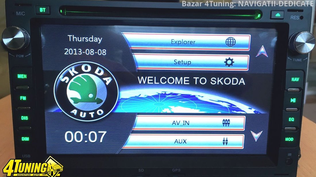 NAVIGATIE 2DIN DEDICATA SKODA FABIA I >2008 DVD PLAYER AUTO GPS CARKIT USB SD