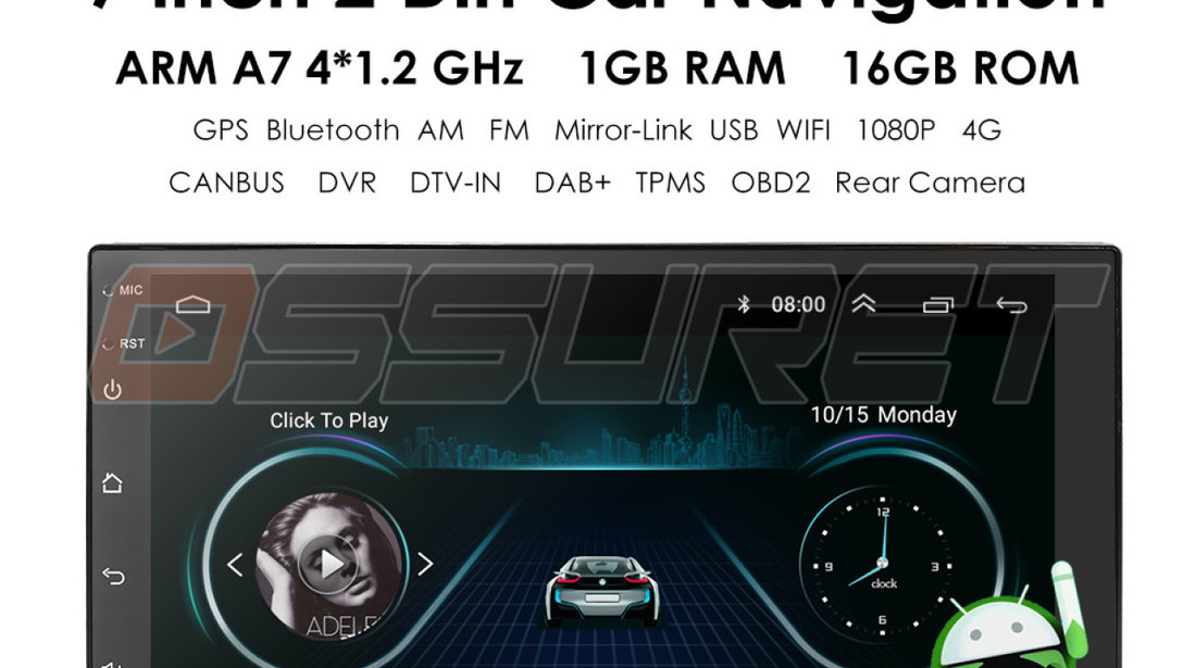 NAVIGATIE ANDORID 8.1 CARPAD  DEDICATA Nissan 350Z 7'' USB INTERNET WAZE DVR GPS EDOTEC EDT-E200