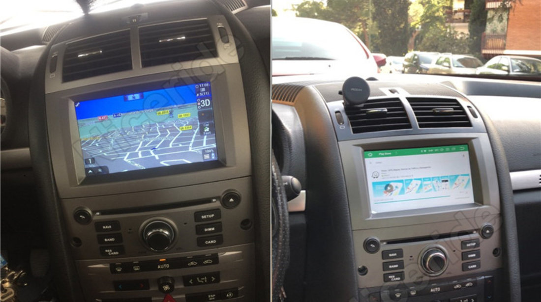 NAVIGATIE ANDROID 12 DEDICATA PEUGEOT 407 2004 2010 PROCESOR OCTACORE 4+64GB SIM 4G CARPLAY WIRELESS