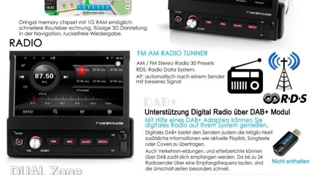 Navigatie Android 1DIN VW PASSAT B5 Ecran 7 Inch Ecran Reglabil INTERNET WAZE EDT-E002
