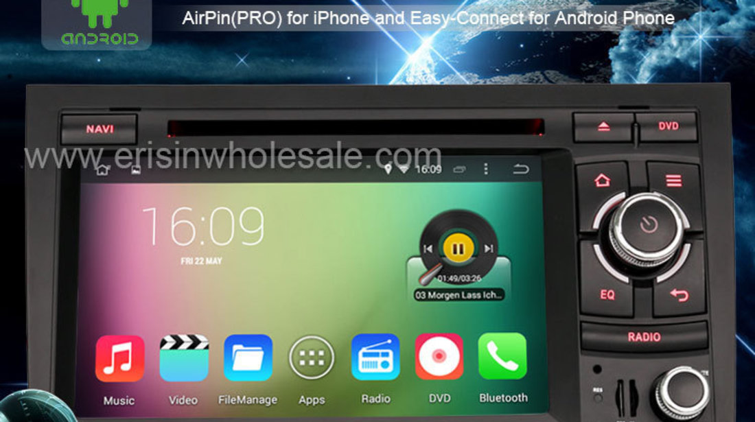 NAVIGATIE ANDROID 4.4.4 DEDICATA AUDI A4 B6 B7 SEAT EXEO INTERNET WIFI 3G PROCESOR QUADCORE 16GB