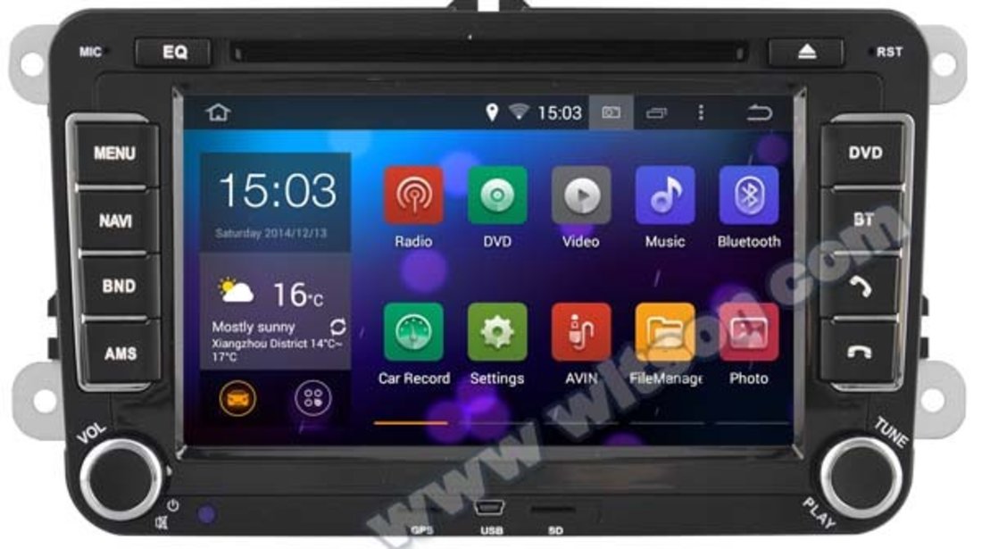 NAVIGATIE ANDROID 4.4.4 DEDICATA VW SKODA SEAT WITSON W2-F9241V INTERNET PROCESOR A9 QUAD CORE 16GB