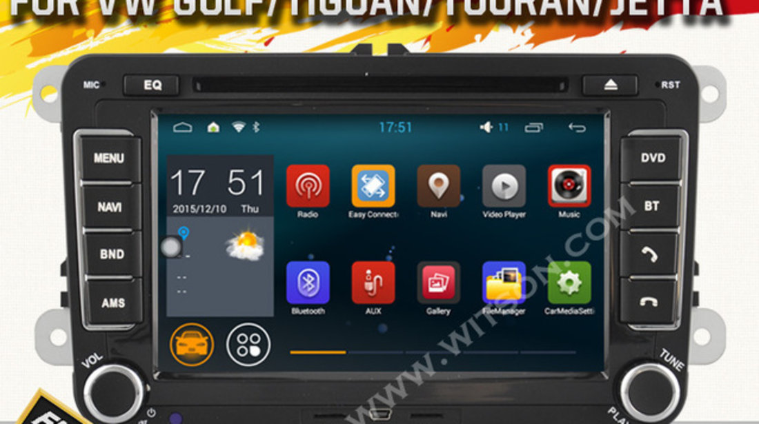 NAVIGATIE ANDROID 4.4.4 DEDICATA VW SKODA SEAT WITSON W2-F9241V INTERNET PROCESOR A9 QUAD CORE 16GB