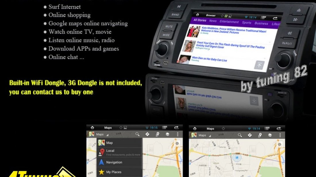 NAVIGATIE ANDROID 5.1.1 DEDICATA BMW SERIA 3 E46 WITSON W2-A9756B INTERNET WIFI PROCESOR QUAD-CORE