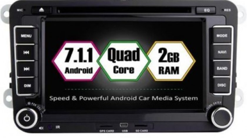 NAVIGATIE ANDROID 7.1.1 DEDICATA VW Polo MK5 ECRAN 7'' CAPACITIV 16GB 2GB RAM INTERNET 3G WIFI QUA