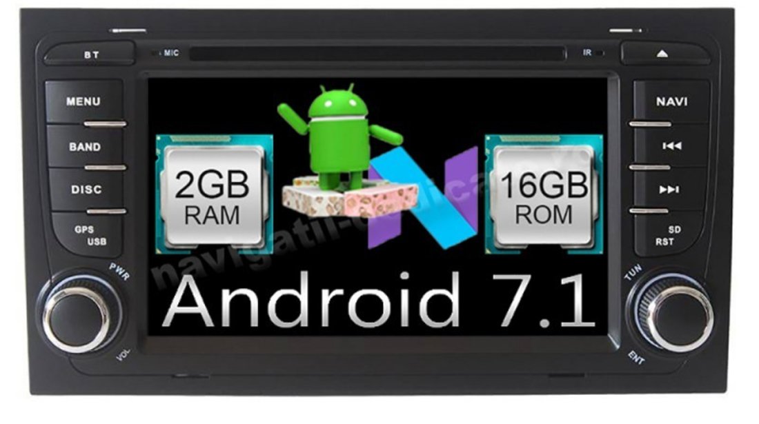 NAVIGATIE ANDROID 7.1 DEDICATA AUDI A4 B6 B7 SEAT EXEO NAVD-A050 7'' CAPACITIV 16GB 2GB DVD GPS WAZE