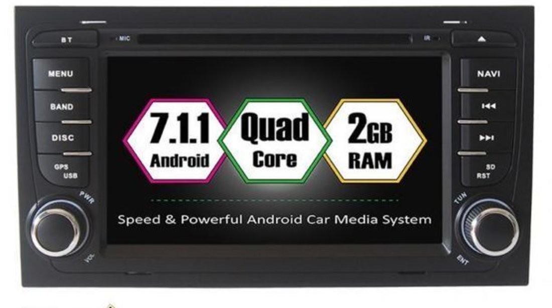 NAVIGATIE ANDROID 7.1 DEDICATA AUDI A4 B6 B7 SEAT EXEO NAVD-A050 7'' CAPACITIV 16GB 2GB DVD GPS WAZE