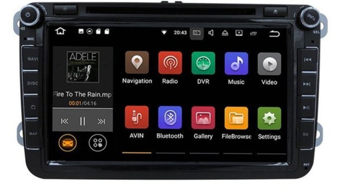 NAVIGATIE ANDROID 7.1 DEDICATA Skoda Roomster NAVD-A9240 ECRAN 8'' CAPACITIV 16GB 2GB RAM INTERNET