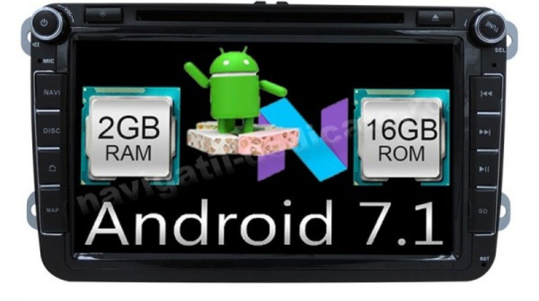 NAVIGATIE ANDROID 7.1 DEDICATA VW SKODA SEAT NAVD-A9240 ECRAN 8'' CAPACITIV 16GB 2GB RAM INTERNET 3G