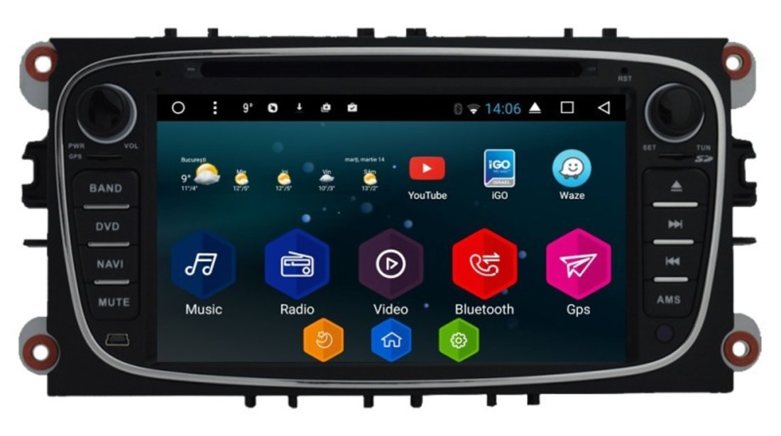 Navigatie Android 7.1 Octa Core Ford FOCUS 2 NAVD-T9457BK