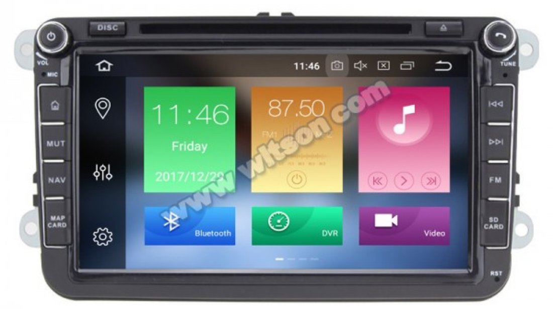 NAVIGATIE ANDROID 8.0 DEDICATA SEAT ALHAMBRA WITSON W2-V7617 ECRAN 8'' CAPACITIV INTERNET 4G WIFI