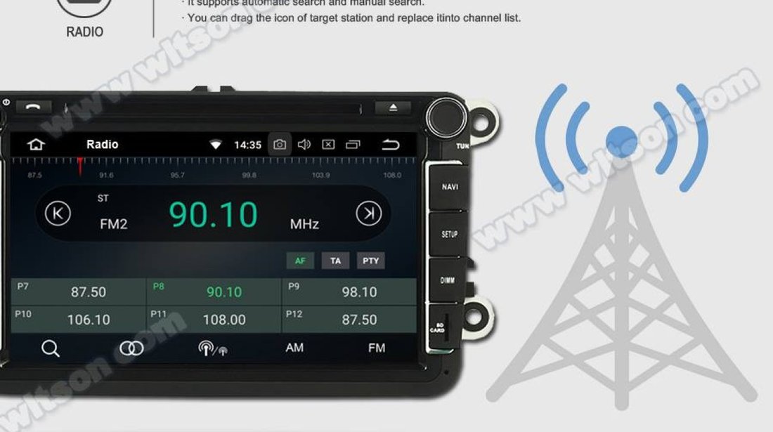 NAVIGATIE ANDROID 8.0 DEDICATA SKODA FABIA II WITSON W2-V7617 ECRAN 8'' CAPACITIV INTERNET 4G WIFI