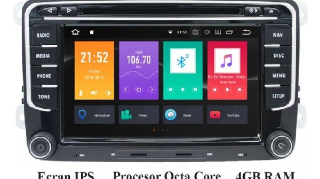 NAVIGATIE ANDROID 8.0 DEDICATA SKODA ROOMSTER ECRAN NAVD-P3700 7'' IPS CAPACITIV INTERNET 4G WIFI