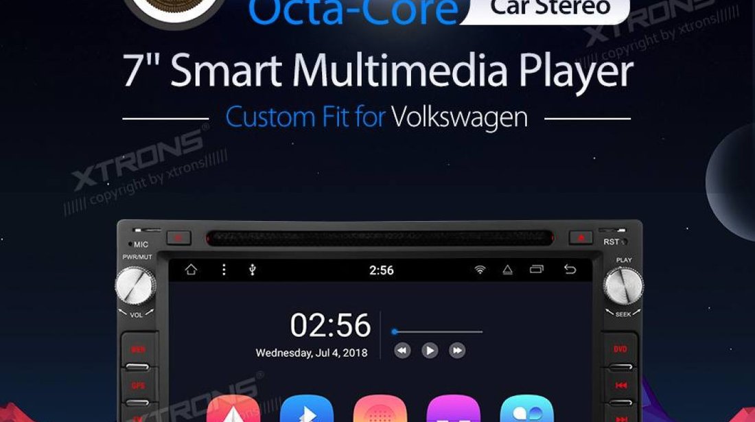 NAVIGATIE ANDROID 8.0 DEDICATA SKODA SUPERB MODEL XTRONS PR78MTW OCTA CORE 2G RAM 16GB CARKIT MIRROR