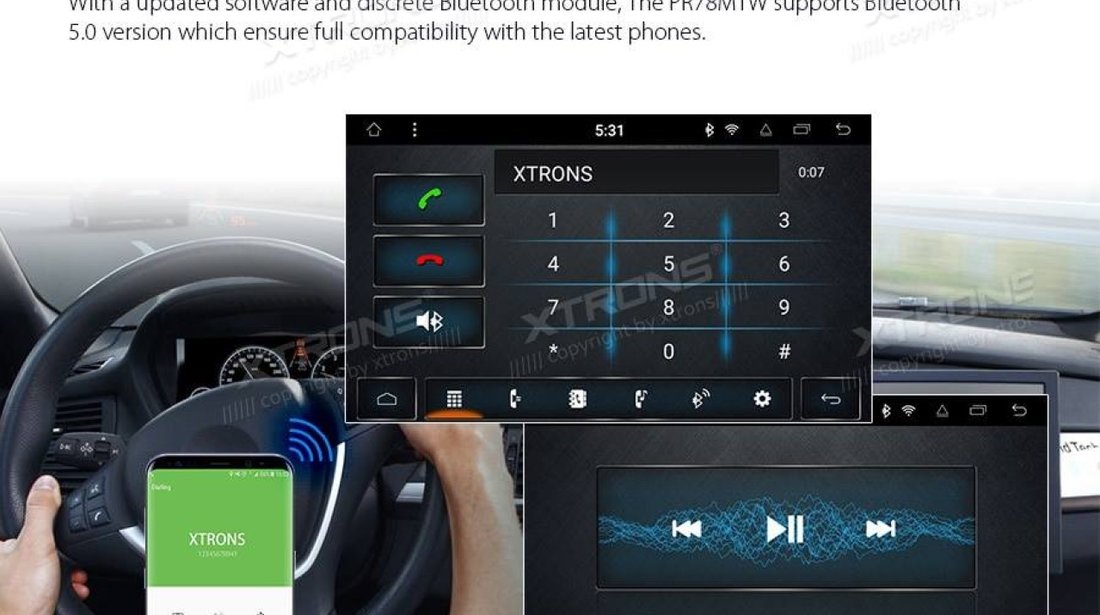 NAVIGATIE ANDROID 8.0 DEDICATA SKODA SUPERB MODEL XTRONS PR78MTW OCTA CORE 2G RAM 16GB CARKIT MIRROR