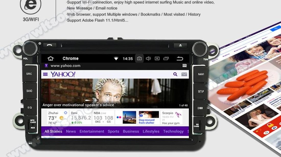 NAVIGATIE ANDROID 8.0 DEDICATA VW EOS WITSON W2-V7617 ECRAN 8'' CAPACITIV INTERNET 4G WIFI WAZE GPS