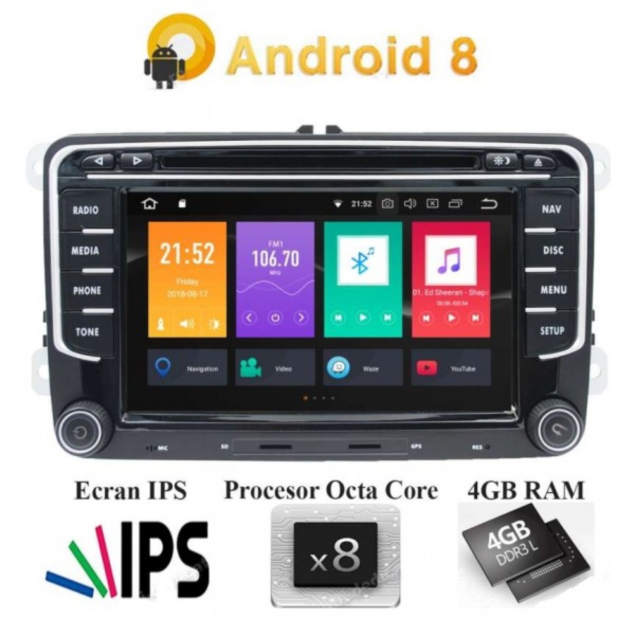 NAVIGATIE ANDROID 8.0 DEDICATA VW PASSAT