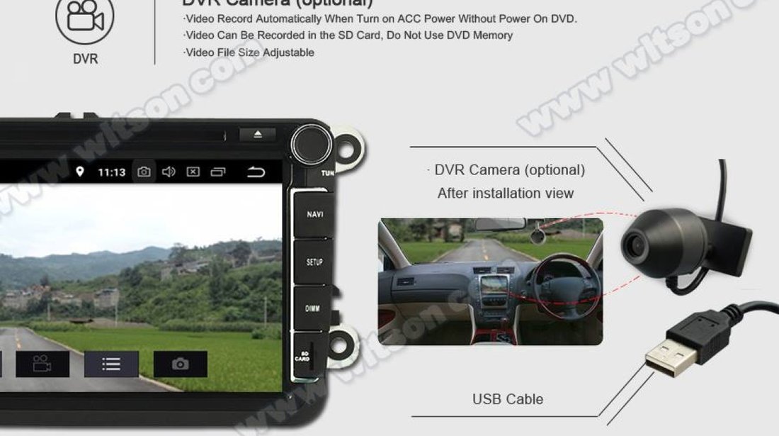 NAVIGATIE ANDROID 8.0 DEDICATA VW PASSAT CC WITSON W2-V7617 ECRAN 8'' CAPACITIV INTERNET 4G WIFI GPS