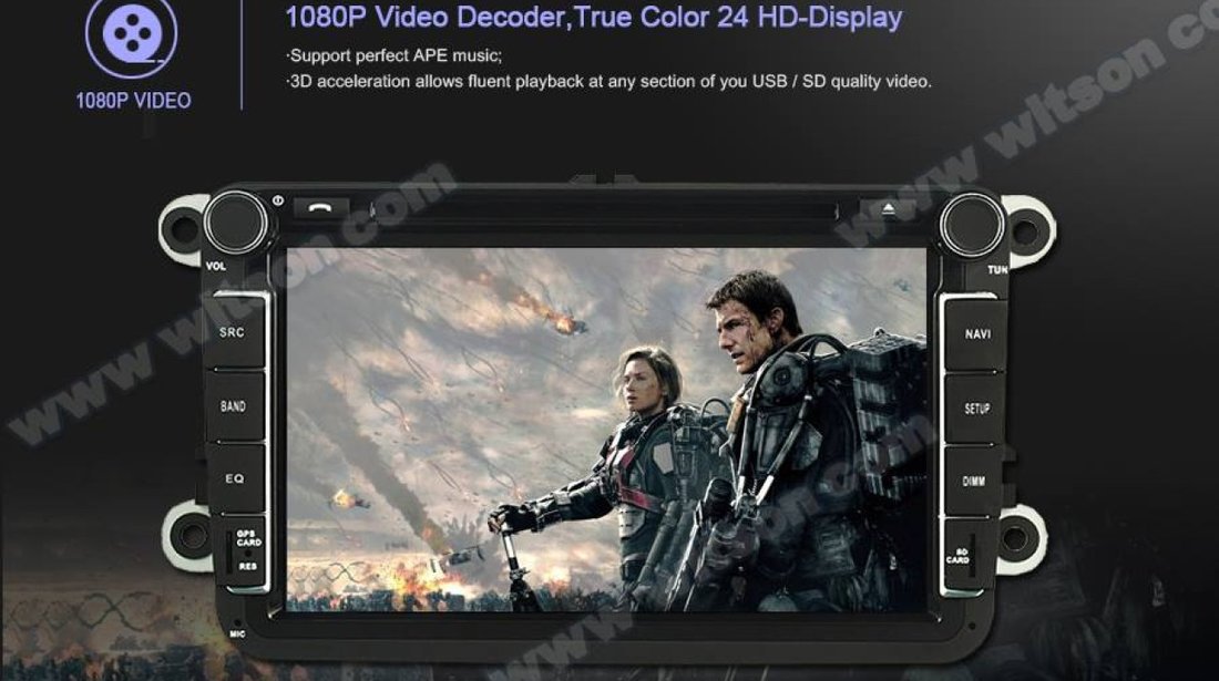 NAVIGATIE ANDROID 8.0 DEDICATA VW POLO MK5 WITSON W2-V7617 ECRAN 8'' CAPACITIV INTERNET 4G WIFI WAZE