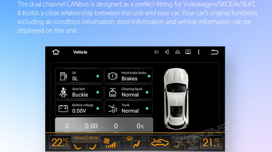 NAVIGATIE ANDROID 8.0 DEDICATA VW SKODA SEAT XTRONS PB78MTVP 7'' INTERNET WIFI OCTACORE 4G RAM 32GB