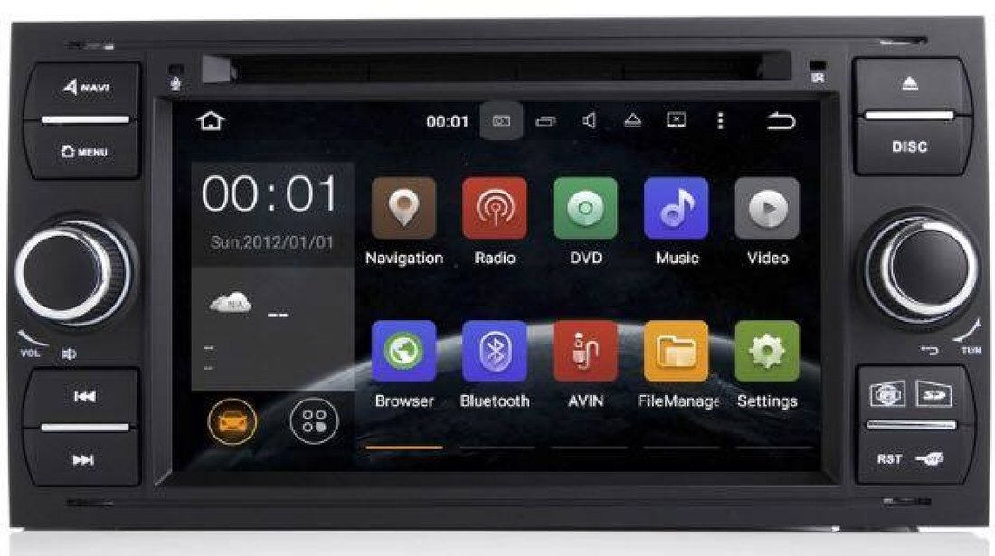 NAVIGATIE ANDROID 8.1 DEDICATA FORD FIESTA MK6 ECRAN IPS 16GB DVD CARKIT USB SD GPS WAZE NAV-D9488B