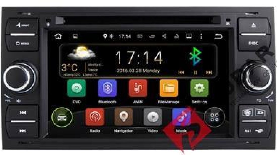 NAVIGATIE ANDROID 8.1 DEDICATA FORD FOCUS 2 ECRAN IPS DVD CARKIT USB SD GPS WAZE EDOTEC EDT-G140