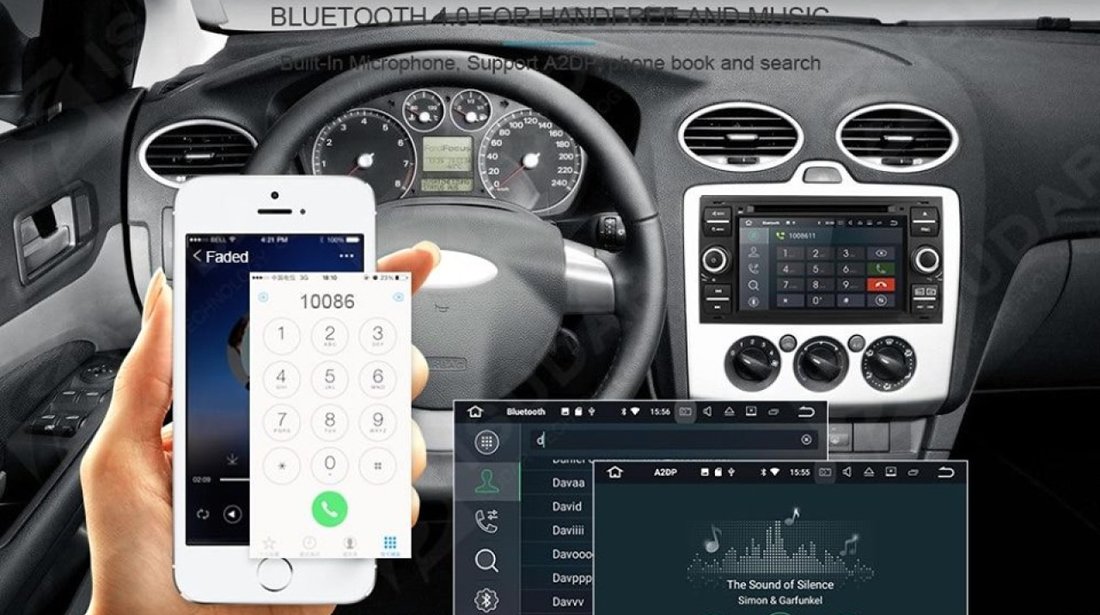 NAVIGATIE ANDROID 8.1 DEDICATA FORD FOCUS MK2 ECRAN IPS DVD CARKIT USB SD GPS WAZE EDOTEC EDT-G140