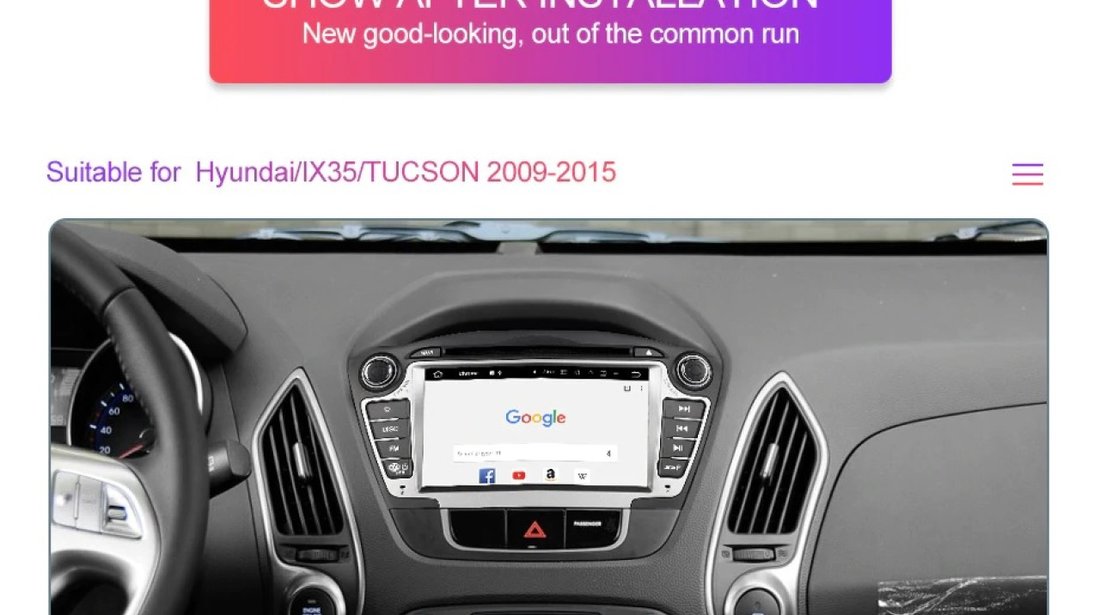 NAVIGATIE ANDROID 8.1 DEDICATA HYUNDAI IX35 ECRAN IPS 7'' 16GB 2GB DVD CARKIT USB SD GPS WAZE