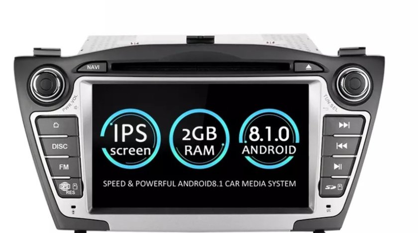 NAVIGATIE ANDROID 8.1 DEDICATA HYUNDAI IX35 ECRAN IPS 7'' 16GB 2GB DVD CARKIT USB SD GPS WAZE