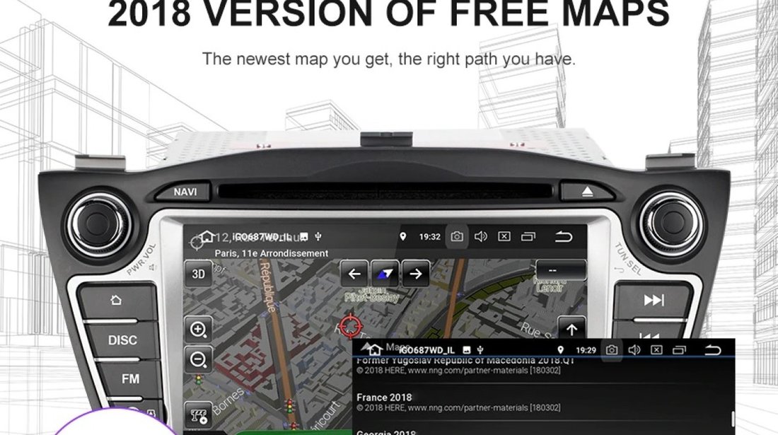 NAVIGATIE ANDROID 8.1 DEDICATA HYUNDAI IX35 NAV-D547 2GB RAM DVR CARKIT GPS INTERNET 3G WIFI WAZE