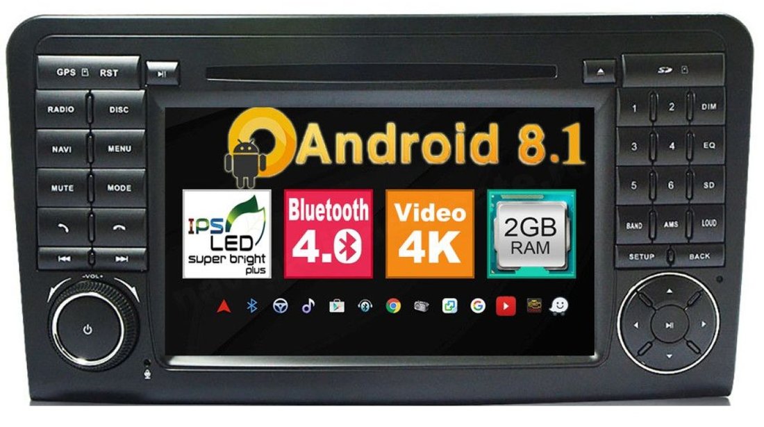 NAVIGATIE ANDROID 8.1 DEDICATA MERCEDES-BENZ ML W164 GL X164 WITSON W2-K5558 ECRAN IPS GPS WAZE DVR