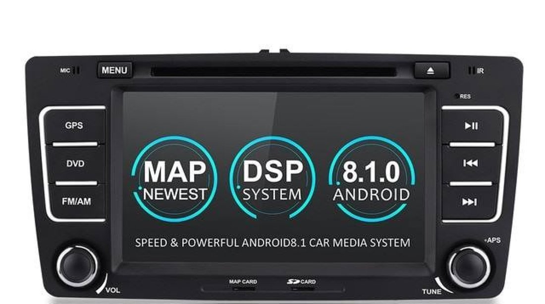 NAVIGATIE ANDROID 8.1 DEDICATA SKODA OCTAVIA 2 WITSON W2-K6201 ECRAN IPS 8'' 16GB 2GB RAM INTERNET