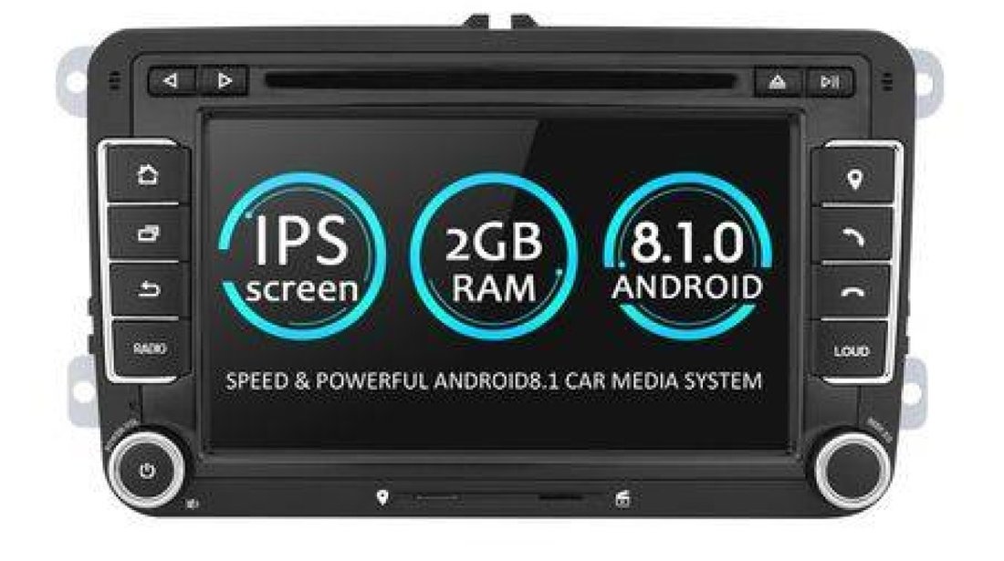 NAVIGATIE ANDROID 8.1 DEDICATA VW PASSAT B6 ECRAN IPS 7'' 16GB 2GB RAM INTERNET 3G WIFI QUAD-CORE