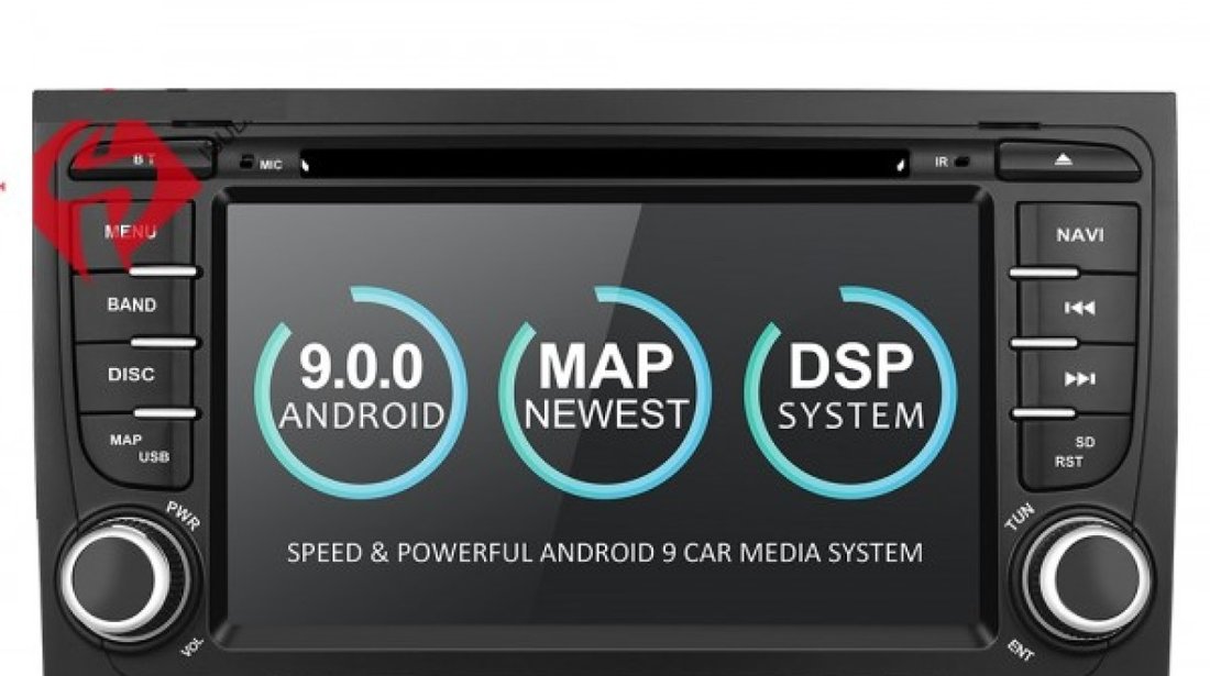 NAVIGATIE ANDROID 9.0 DEDICATA AUDI A4 B6 ECRAN IPS 7'' 16GB 2GB RAM INTERNET 3G WIFI GPS WAZE