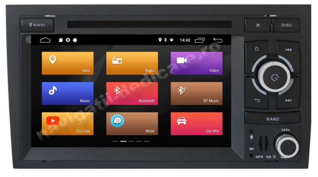 NAVIGATIE ANDROID 9.0 DEDICATA AUDI RS4/B7 2005-2008 ECRAN IPS 7'' 16GB 2GB RAM 3G WIFI NAVD-MT050