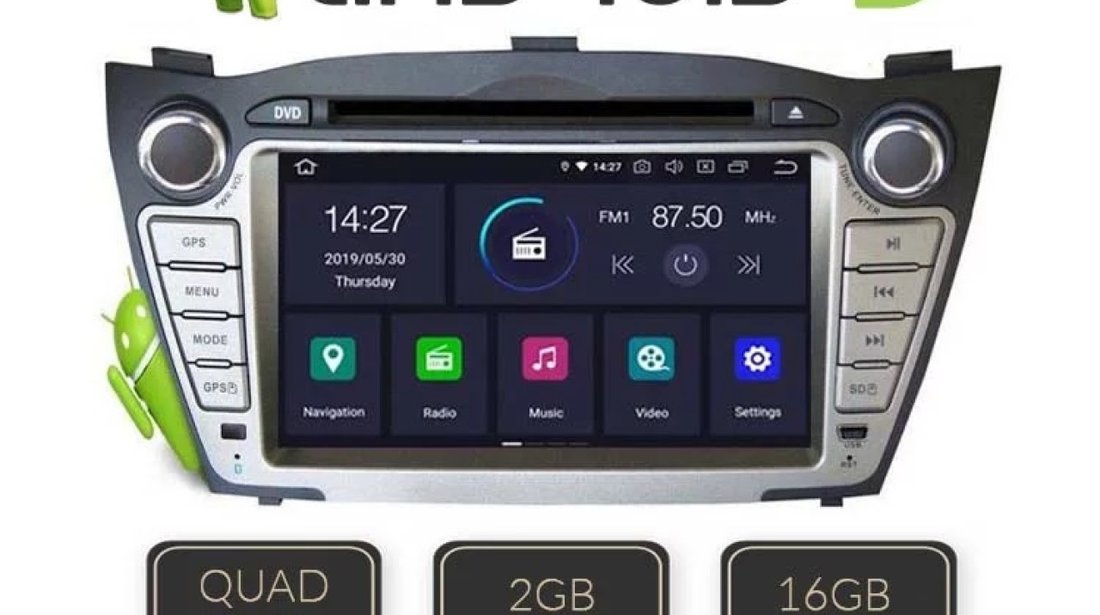 NAVIGATIE ANDROID 9.0 DEDICATA HYUNDAI IX35 EDOTEC EDT-G047 ECRAN 7'' 16GB INTERNET WIFI GPS WAZE