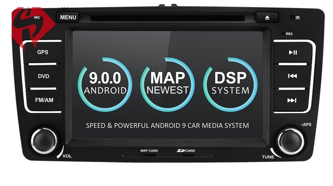 NAVIGATIE ANDROID 9.0 DEDICATA SKODA OCTAVIA 2 ECRAN IPS 8'' 16GB INTERNET 3G WIFI GPS WAZE DVR USB