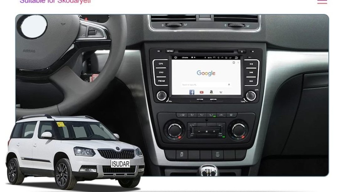 NAVIGATIE ANDROID 9.0 DEDICATA SKODA OCTAVIA 2 ECRAN IPS 8'' 16GB 2GB RAM INTERNET 3G WIFI QUAD-CORE