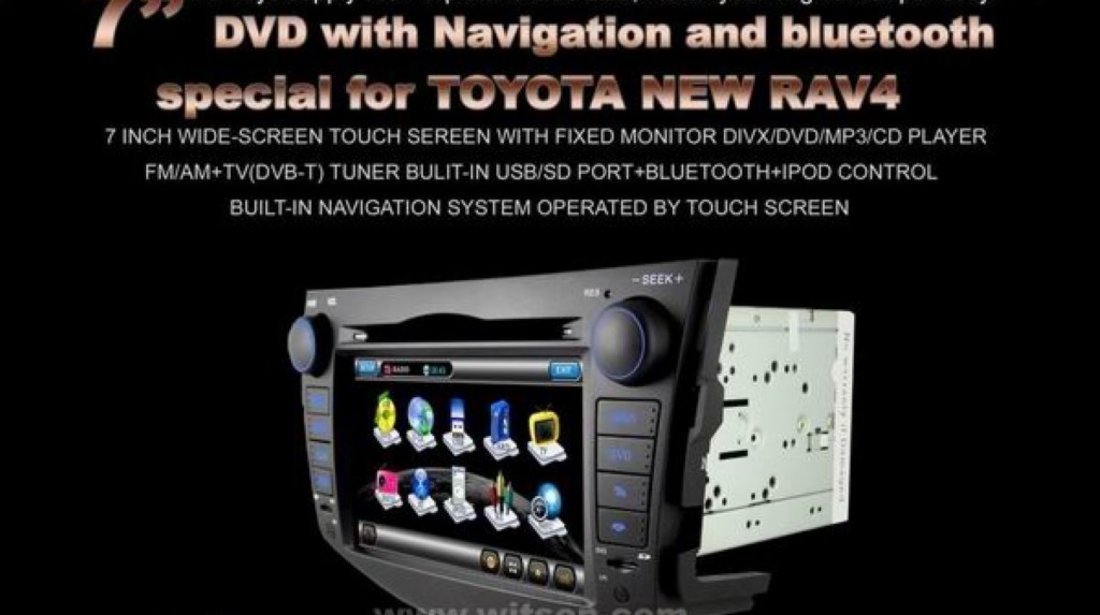 NAVIGATIE ANDROID 9.0 DEDICATA TOYOTA RAV4 2006-2012 ECRAN IPS16GB 2GB RAM INTERNET 3G WIFI GPS WAZE