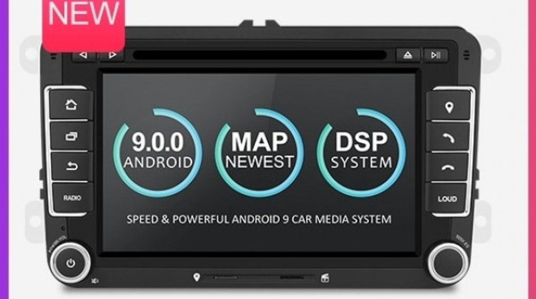 NAVIGATIE ANDROID 9.0 DEDICATA VW PASSAT B6 B7 ECRAN IPS 7'' 16GB 2GB RAM INTERNET 3G WIFI QUAD-CORE