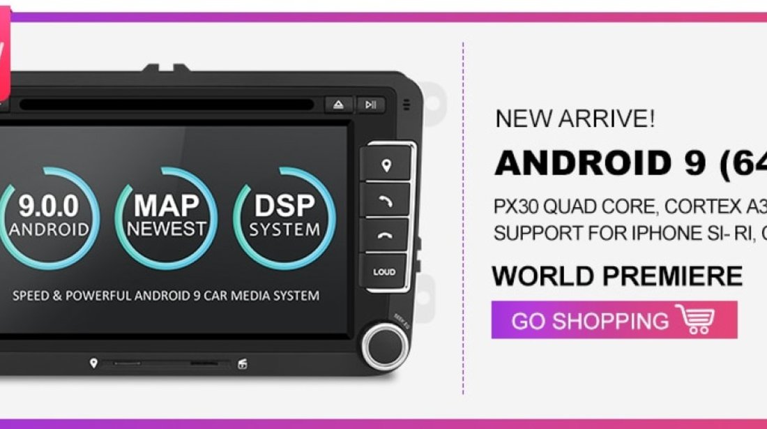 NAVIGATIE ANDROID 9.0 DEDICATA VW SKODA SEAT ECRAN IPS 7'' 16GB 2GB RAM INTERNET 3G WIFI QUAD-CORE